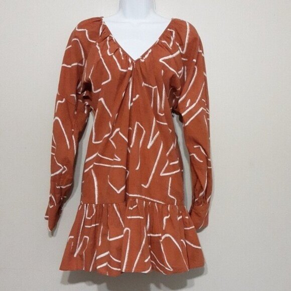 ASOS DESIGN cotton mini smock dress abstract print women 4 FESTIVAL RODEO Y2K - Picture 9 of 10